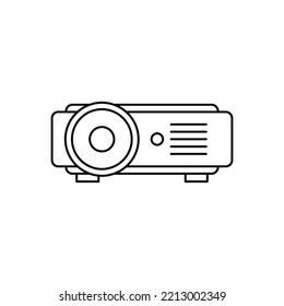 icono del proyector en el icono de estilo de línea, aislado en el fondo blanco