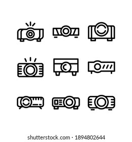 Projektorsymbol oder Logo einzeln auf Zeichen, Vektorgrafik - Sammlung von hochwertigen Vektorsymcons in schwarzem Stil
