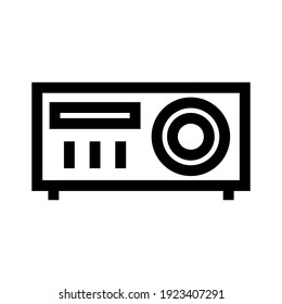 Projektorsymbol oder Logo einzeln auf Zeichensymbolen, Vektorgrafik - hochwertige Vektorsymbole in schwarzem Stil
