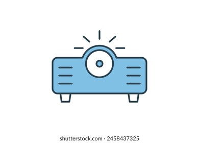 projector icon. icon related to computer. suitable for web site, app, user interfaces, printable etc. flat line icon style. simple vector design editable
