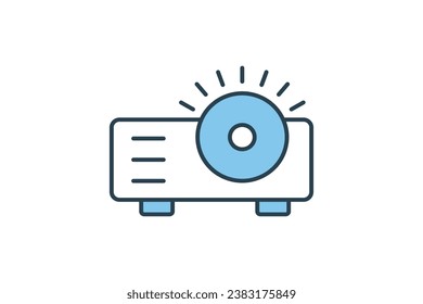 projector icon. icon related to device, computer technology. flat line icon style. simple vector design editable