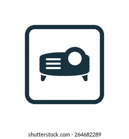 projector icon Rounded squares button, on white background 