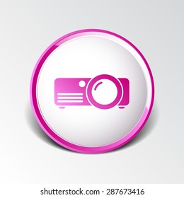 projector icon Rounded squares button vector symbol.