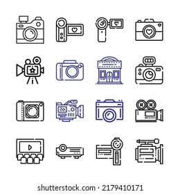 icono de proyector con iconos de línea. Estilo De Línea Delgada Moderna. Adecuado para Web e Icono móvil. Ilustración del vector EPS 10.