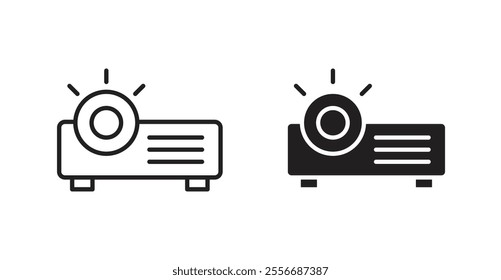 Projector icon set in Thin line black color.