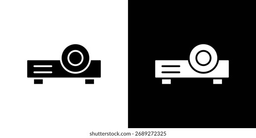 Projector icon silhouette in black flat style. Graphic element