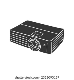Projector Icon Silhouette Illustration. Electronic Tools Vector Graphic Pictogram Symbol Clip Art. Doodle Sketch Black Sign.