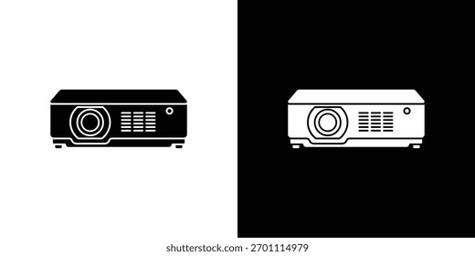 Vector de la silueta del icono del proyector en colores negros. estilo plano del diseño del logotipo del símbolo
