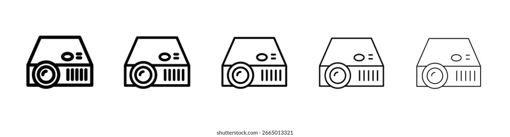 Icono de proyector Concepto de símbolo para Diseño web. icono de Vector de línea simple. ilustración de logotipo.