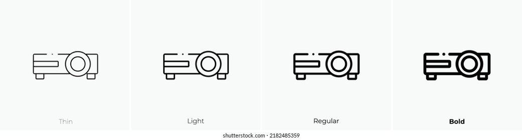 projector icon. Thin, Light Regular And Bold style design isolated on white background