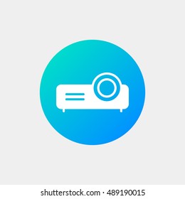 Projector icon vector, clip art. Also useful as logo, circle app icon, web element, symbol, graphic image, silhouette and illustration. Compatible with ai, cdr, jpg, png, svg, pdf, ico and eps.