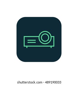 Projector icon vector, clip art. Also useful as logo, square app icon, web element, symbol, graphic image, silhouette and illustration. Compatible with ai, cdr, jpg, png, svg, pdf, ico and eps.