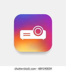 Projector icon vector, clip art. Also useful as logo, square app icon, web element, symbol, graphic image, silhouette and illustration. Compatible with ai, cdr, jpg, png, svg, pdf, ico and eps.