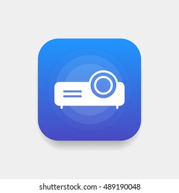 Projector icon vector, clip art. Also useful as logo, square app icon, web element, symbol, graphic image, silhouette and illustration. Compatible with ai, cdr, jpg, png, svg, pdf, ico and eps. svg