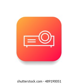 Projector icon vector, clip art. Also useful as logo, square app icon, web element, symbol, graphic image, silhouette and illustration. Compatible with ai, cdr, jpg, png, svg, pdf, ico and eps.