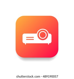 Projector icon vector, clip art. Also useful as logo, square app icon, web element, symbol, graphic image, silhouette and illustration. Compatible with ai, cdr, jpg, png, svg, pdf, ico and eps.