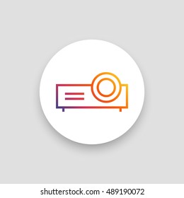 Projector icon vector, clip art. Also useful as logo, circle app icon, web element, symbol, graphic image, silhouette and illustration. Compatible with ai, cdr, jpg, png, svg, pdf, ico and eps.