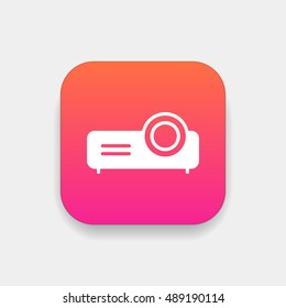 Projector icon vector, clip art. Also useful as logo, square app icon, web element, symbol, graphic image, silhouette and illustration. Compatible with ai, cdr, jpg, png, svg, pdf, ico and eps.