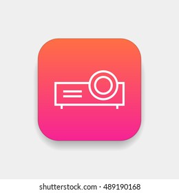 Projector icon vector, clip art. Also useful as logo, square app icon, web element, symbol, graphic image, silhouette and illustration. Compatible with ai, cdr, jpg, png, svg, pdf, ico and eps.