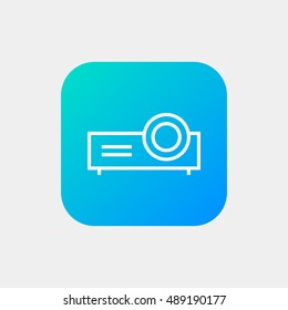 Projector icon vector, clip art. Also useful as logo, square app icon, web element, symbol, graphic image, silhouette and illustration. Compatible with ai, cdr, jpg, png, svg, pdf, ico and eps.