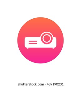 Projector icon vector, clip art. Also useful as logo, circle app icon, web element, symbol, graphic image, silhouette and illustration. Compatible with ai, cdr, jpg, png, svg, pdf, ico and eps.