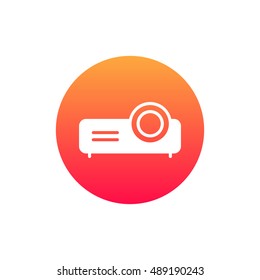 Projector icon vector, clip art. Also useful as logo, circle app icon, web element, symbol, graphic image, silhouette and illustration. Compatible with ai, cdr, jpg, png, svg, pdf, ico and eps.