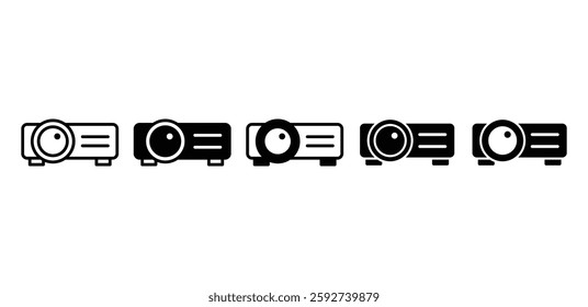projector icon vector design black white color simple flat illustration set