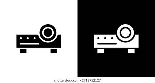 Icono del proyector. Ilustración vectorial. Silueta en color negro