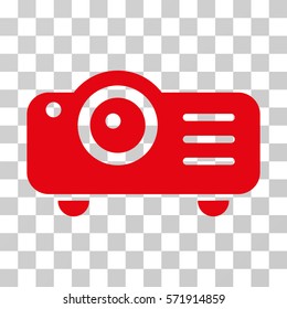 Projector icon. Vector illustration style is flat iconic symbol, red color, transparent background. Designed for web and software interfaces.
