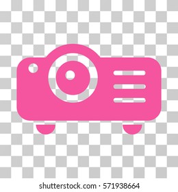 Projector icon. Vector illustration style is flat iconic symbol, pink color, transparent background. Designed for web and software interfaces.