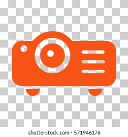 Projector icon. Vector illustration style is flat iconic symbol, orange color, transparent background. Designed for web and software interfaces.