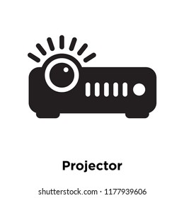 Projector icon vector isolated on white background, logo concept of Projector sign on transparent background, filled black symbol