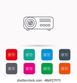 Projector icon. Video presentation device sign.