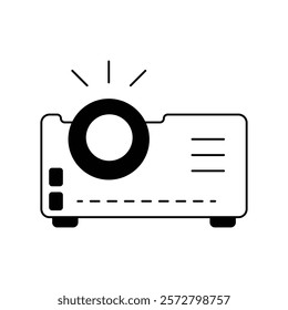 projector icon with white background vector stock illustration