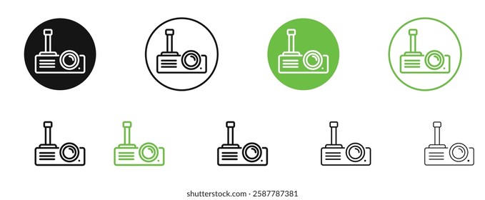 Projector icons in black and green colors collection