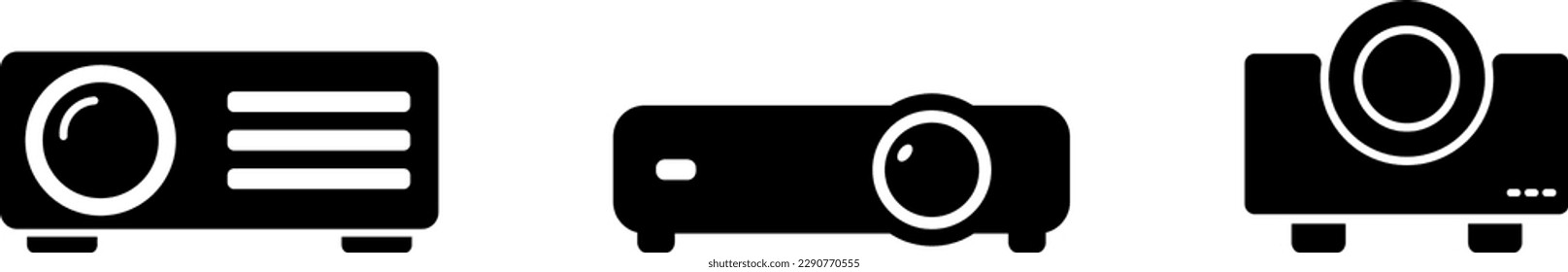 Projector icons collection isolated sign symbol vector. Presentation media projectors.