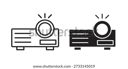 Projector icons designed in filled, outline, line and stroke style