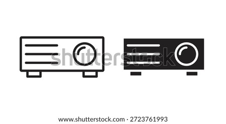 Projector icons in filled, thin line, outline and strokes