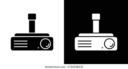 Projector icons flat vector concept. Black and white illustrations