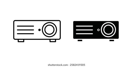Projector icons pack vectors in black flat and strokes