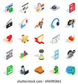 Projector icons set. Isometric set of 25 projector vector icons for web isolated on white background