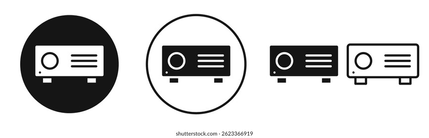 Projector icons in solid black and outlined style