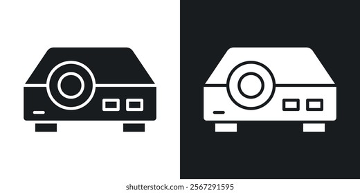 Projector icons in solid black and white colors