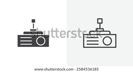 Projector icons vectors illustrations in black fill and liner versions