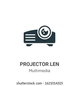 Projector len glyph icon vector on white background. Flat vector projector len icon symbol sign from modern multimedia collection for mobile concept and web apps design.