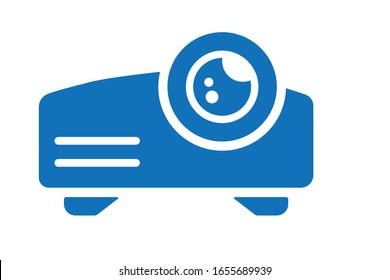 Projektor-Len-Glyphsymbol-Vektorillustration isoliert (blau)