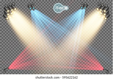 The projector is a light device that redistributes the light of the lamp at angles and provides an angular concentration of the light flux. Professional equipment for concert lighting. Light effect