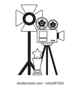 projector light stand award cinema movie vector illustration 