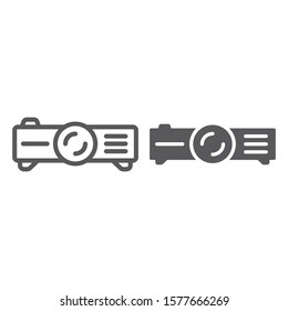 Projector line and glyph icon, technology and equipment, projection sign, vector graphics, a linear pattern on a white background, eps 10.