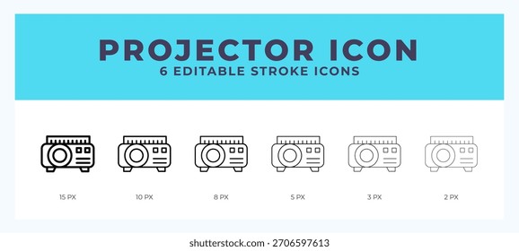 Ilustraciones de iconos de línea de proyector con trazos editables.